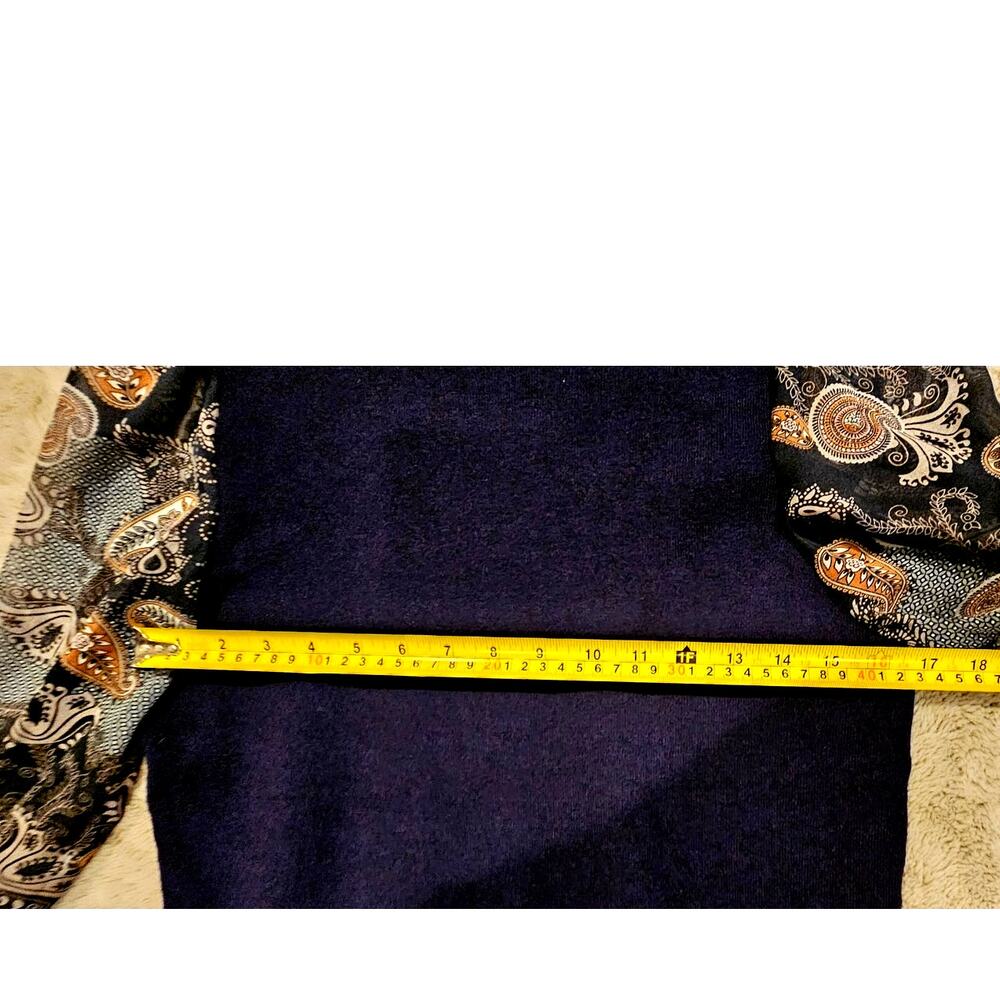 SIX/FIFTY McKenna Paisley Sweater, Sheer Sleeves, Womens Sz M, New NWT - Picture 8 of 11